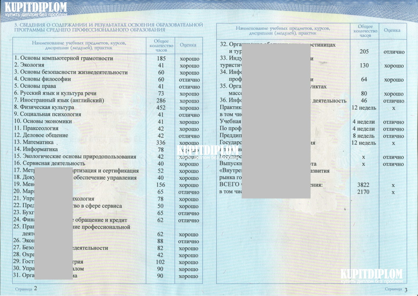 Предметы в дипломе техникума 2015 года окончания